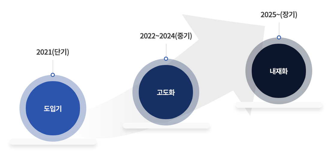 2021(단기)도입기 2022~2024(중기)고도화 2025~(장기)내재화